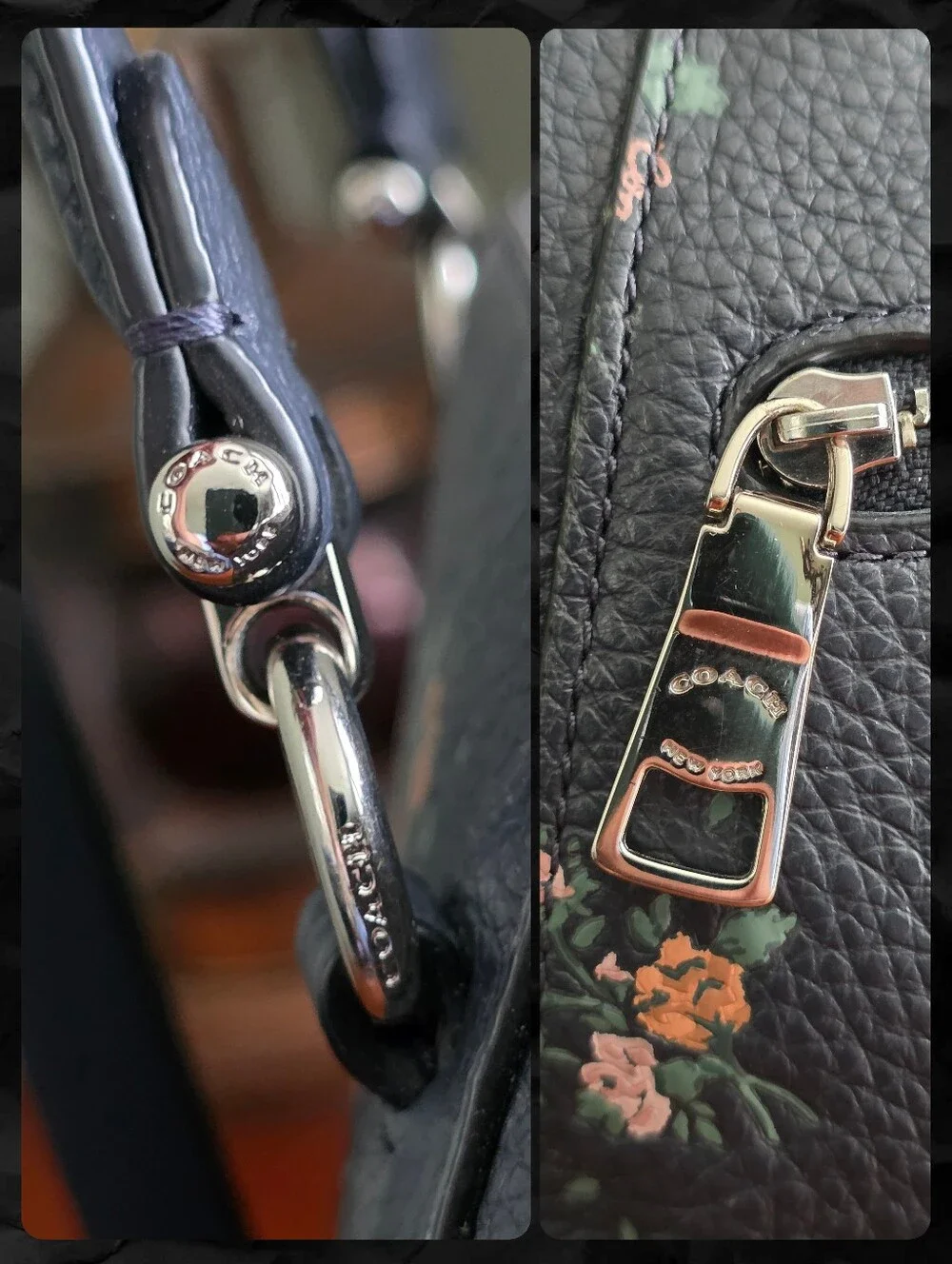 Coach 91603 Prairie Satchel Rose Bouquet Navy Pebbled Leather Crossbody Bag